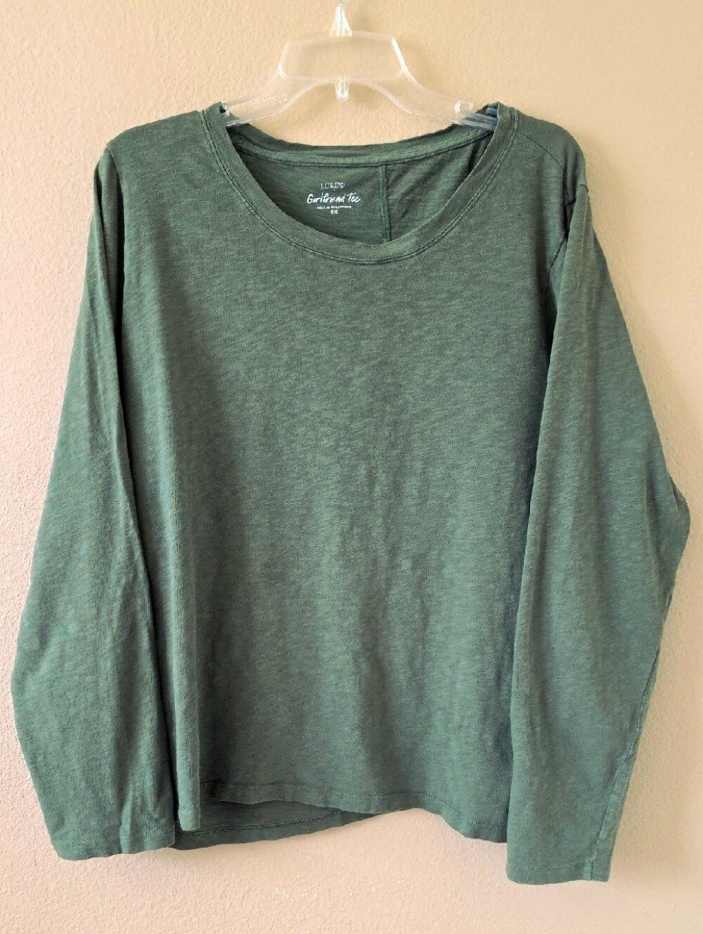 J. Crew Womens Green Girlfriend Long Sleeve Cotton Tee - Size 2X